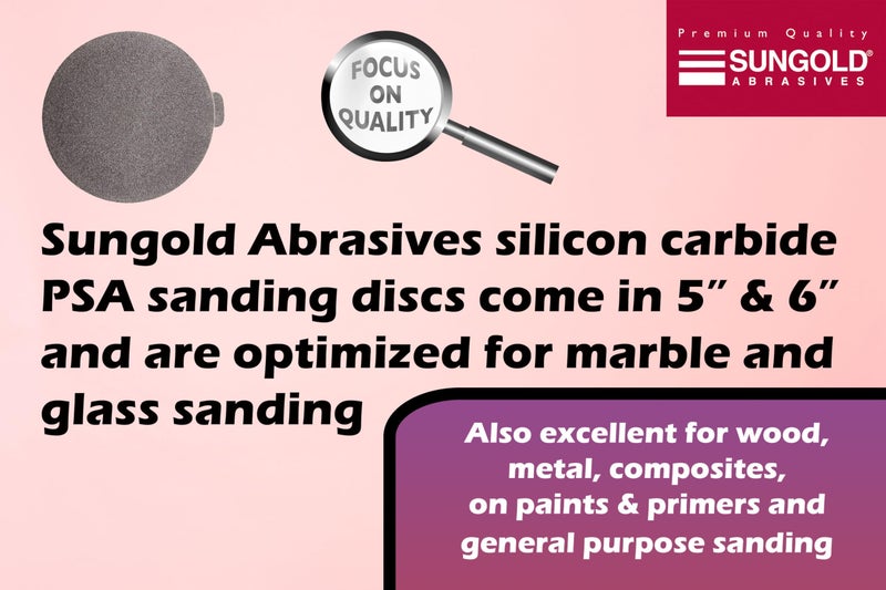 Sungold Abrasives أقراص صنفرة سيلكون كاربيد 5" 120 حبيبة من صنغولد أبرسيفز 020082 للحجر والزجاج والرخام، عبوة-50 - Image 3